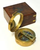 Reproduction pocket `sextant` (transit instrument) with later brass bound box and instructions