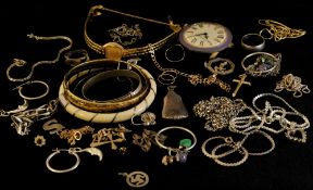 A bag of various jewellery, watches, bangles some gold noted