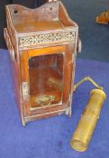A smokers cabinet, 32cm t/w brass coffee grinder
