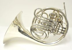 An Imperial French horn (B flat - f horn) 42 cm long with original case