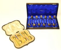 Set of 12 continental gilt silver tea spoons in fitted box Heisenberg and Co, Frankfurt together