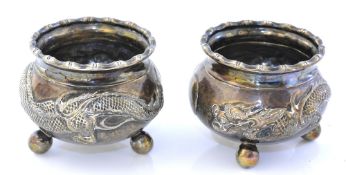 Pair of Chinese silver salts, 65g