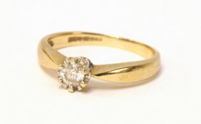 A diamond solitaire ring in 9ct gold, size L