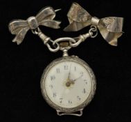 A 19th century silver fob watch with silver charms