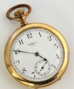 Waltham gold plated open face keyless pocket watch with sub second dial (star)