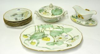 Bavarian porcelain platter, tureen and sauceboat together with a set of six Bavarian porcelain