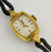 Ladies Omega yellow metal wrist watch with Omega strap