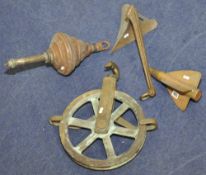 Collection of various marine items including ship`s log, copper buoy, drag anchor and `After 6