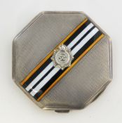 Silver and enamel compact with Royal Indian Army Service insignia