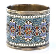 A Russian silver and enamelled napkin ring, 48g