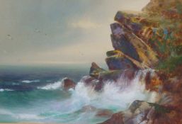 John Shapland coastal watercolour, 25cm x 35cm