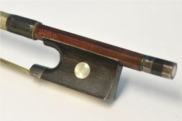 A violin bow, `The Frog` stamped Dodd, approx 60.59g, 73.5cm long