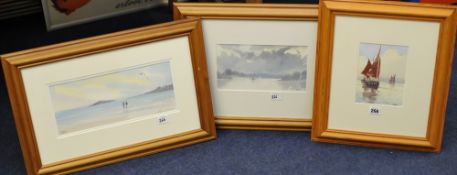 MICHAEL D HILL three various watercolours including coastal (the largest 14cm x 24cm)