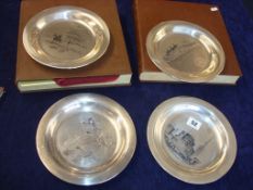 Set 4 silver Franklin Mint dishes by James Wyeth circa 1974, approx 24.67 ounces
