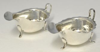 Pair of George V silver sauce boats, hallmarked Sheffield 1939 Thomas Turner and Company, approx