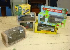 Six various die cast boxed models including E Type Jag, Corgi etc also Atlas military