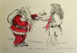 A Limited Edition Robert Lenkiewicz signed Christmas card, No 79/300, inscribed `To Diane, Have a
