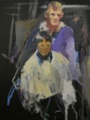 ROBERT LENKIEWICZ (1941-2002) Oil on canvas man and boy, unframed, 121.5cm x 91cm, provenance