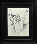 ROBERT LENKIEWICZ (1941-2002) Black ink sketch man with raised arms