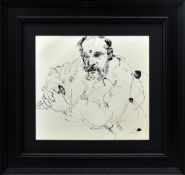 ROBERT LENKIEWICZ (1941-2002) Black ink drawing bearded man with studio seal, 24cm x 26cm