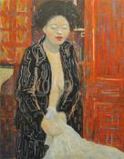 MARK CARDER `Girl in the Black Kimono` mixed media, 74cm x 54cm