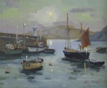 ERIC WARD (b 1945) oil on canvas `St.Ives Harbour` signed 24cm x 24cm