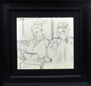 ROBERT LENKIEWICZ (1941-2002) Pencil sketch two figures, with studio seal 24cm x 26cm