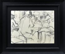 ROBERT LENKIEWICZ (1941-2002) Pencil sketch five figures studying, studio seal, 26cm x 32cm