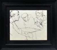 ROBERT LENKIEWICZ (1941-2002) Black ink sketch three figures with studio seal 25cm x 31cm