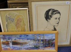 Collection of three paintings by Malcolm Haylett, Eddie Burrows and Mary Fairclough, largest 43cm