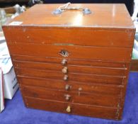 Mahogany coin collector`s cabinet, 30cm