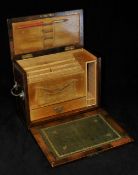 Early 20th century walnut and mahogany banded full front stationery box, 24cm high