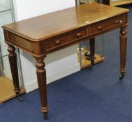 Victorian mahogany writing table with fitted 2 drawers on fluted legs ,107cm