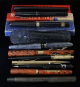 Ten various fountain pens including Waterman`s 14ct nib etc