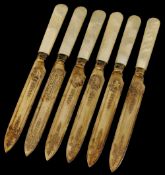 Set of six silver and Mother of Pearl knives