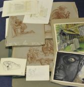 Large collection of paintings and sketches mixed subjects