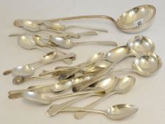 Various silver spoons and EP ladle etc approx 188.3g
