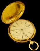 Thomas Russell and Sons, 18ct gold full hunter pocket watch dial inscribed Thavies Inn, London (