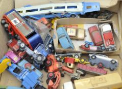 Quantity of die cast model cars including military, Corgi, Spot On etc (2 boxes)