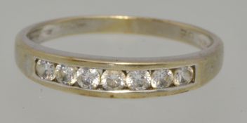 9ct gold half band ring channel set with diamonds, size J