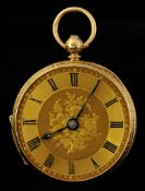 18ct open face key wind pocket watch (lacks glass), movement signed Simpson Yeates, Penrith No36706?
