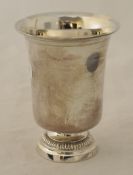Solid silver Antique goblet 7.5cm open rim graduated plain body with a 5cm gadroon round foot 10cm