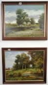 T.STEPHENS oil on canvas river landscapes, 39cm x 49cm signed