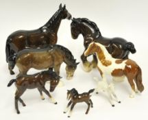 Three Beswick horses including Pinto together with four various horses