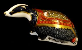 Royal Crown Derby Collectors Guild, New Moon badger gold stopper 16cm long