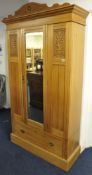 Edwardian walnut mirror door wardrobe 103cm wide