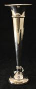 Single solid silver spill vase 9cm, 7.50cm round pad foot, height 25cm, Birmingham 6.25ozs