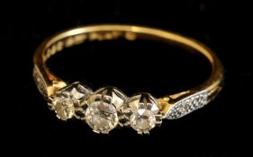 18ct three stone diamond ring