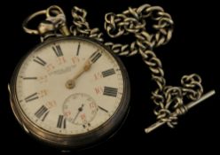 Silver open face and key wind pocket watch dial inscribed J.Simpson Yeates, Devonshire Street,