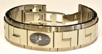 An as new stainless steel quartz ladies Versace Sapho bracelet watch with silver dial numbered